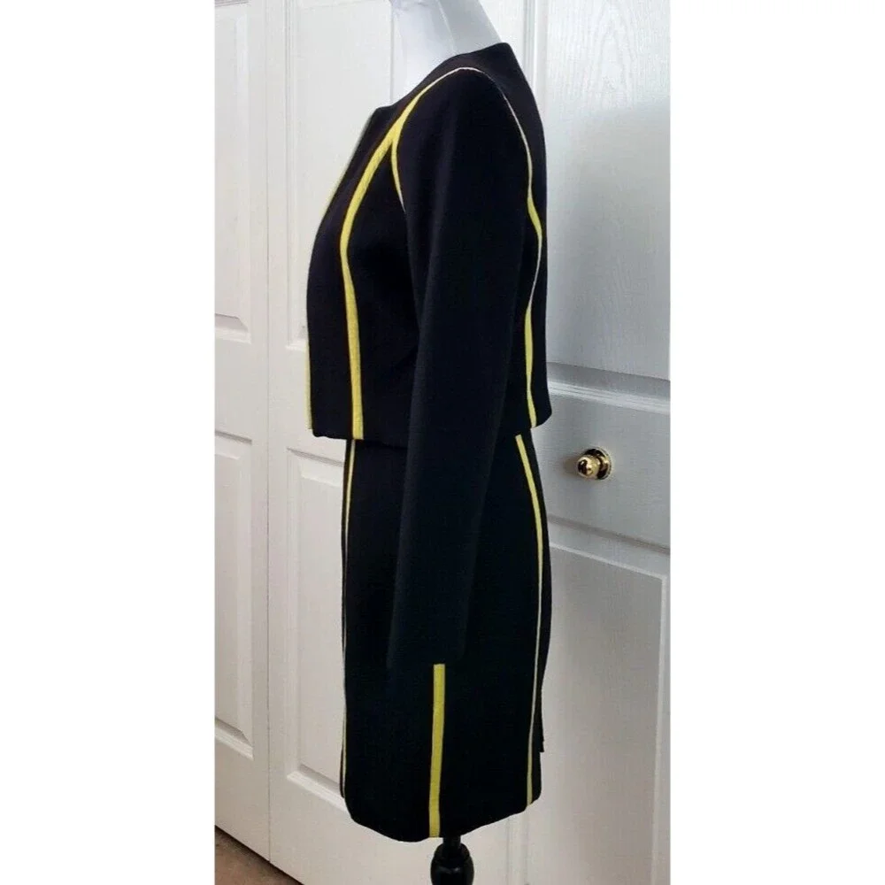 Lillie Rubin Black Cotton Sleeveless Dress W/Blazer Bodycon Crop Jacket Sz 4 EUC